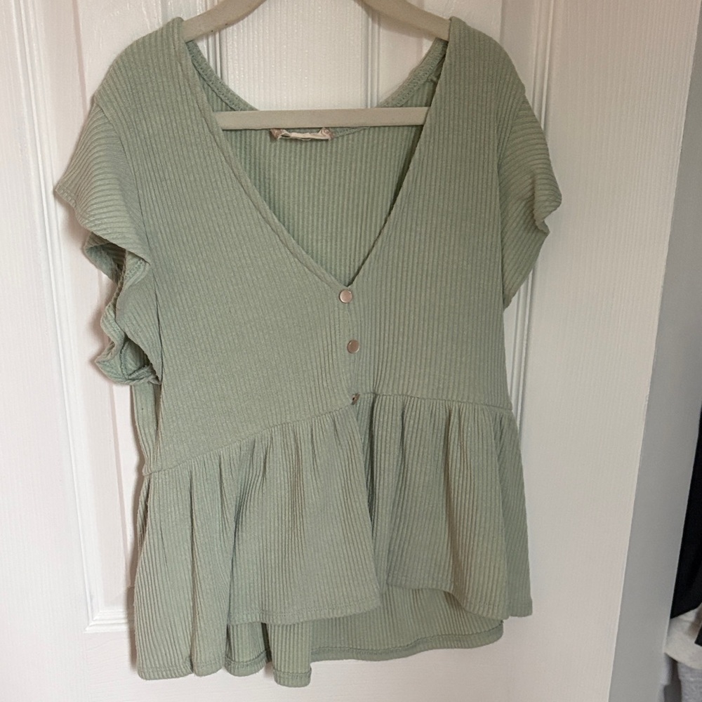 Altard State Ribbed V Neck Babydoll Top
